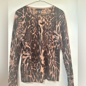 New York & Company Animal print button cardigan x small